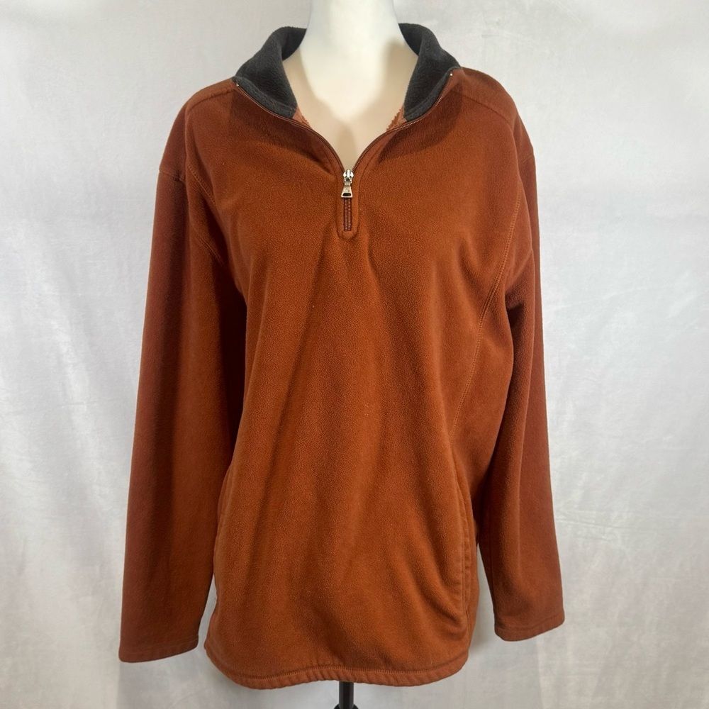 St John’s Bay copper burnt orange 1/4 zip pullover sweater with pockets size XL